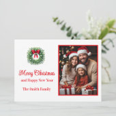 Flat Holiday Card Custom Photo Feestdagenkaart (Staand voorkant)