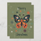 Flat Holiday Card in Scandinavian Folk Art Style Feestdagenkaart (Voorkant / Achterkant)