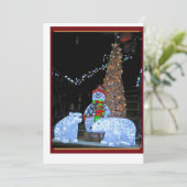 Flat Holiday Card met Snowman, beren en boom Feestdagenkaart (Staand voorkant)