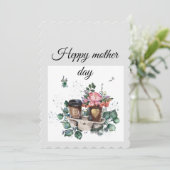 Flat Holiday Kaart "Bloemenkoffie: Moederdag" (Staand voorkant)