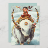 Flat Holiday Kaart Buffalo Riding (Voorkant / Achterkant)