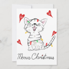 Flat Holiday Kaart Meow Kerstkat