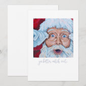 Flat Holiday Kaart met schilderij van de Kerstman (Voorkant / Achterkant)