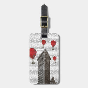 Flat Iron Building en Red Hot Air Luchtballonnen Bagagelabel