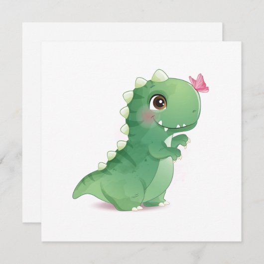 FLAT-KAART: BABY DINOSAUR - met TEKST Kaart (Voorkant / Achterkant)