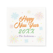 Flat Kleurrijke Happy New Year Party - Wit