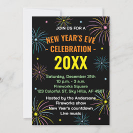 Flat Kleurrijke Oudejaarsavond Uitnodiging