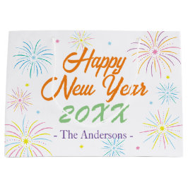 Flat Kleurrijke Oudejaarsfeest - Wit Groot Cadeauzakje