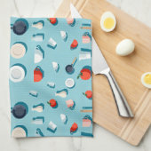 Flat lay kitchenware mugs and bright red tomatoes theedoek (Quarter Fold)