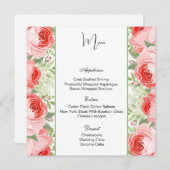 Flat Menu Kaart-roze rozen (Voorkant / Achterkant)