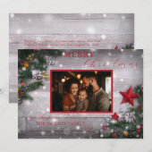 Flat Merry Christmas Kaart met foto en envelop (Voorkant / Achterkant)