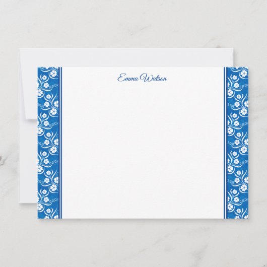 Flat Note Card-Blue Floral Notitiekaartje (Voorkant)