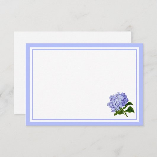 Flat Note Card-Blue Hydrangea Notitiekaartje (Voorkant / Achterkant)