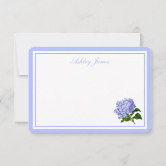 Flat Note Card-Blue Hydrangea Notitiekaartje