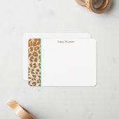 Flat Note Card-leopard-afdrukken Notitiekaartje (Voorkant / Achterkant in situ)