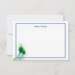 Flat Note Card-Peacock Feathers Notitiekaartje