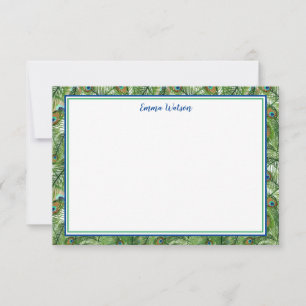 Flat Note Card-Peacock Feathers Notitiekaartje