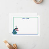 Flat Note Card-Peacock Notitiekaartje (Voorkant / Achterkant in situ)