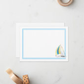 Flat Note Card-Sailboat Notitiekaartje (Voorkant / Achterkant in situ)