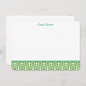 Flat Note Kaart-Green Floral Notitiekaartje (Voorkant / Achterkant)