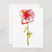 Flat Note Kaart Roos Waterverf en inkt Notitiekaartje (Voorkant / Achterkant)