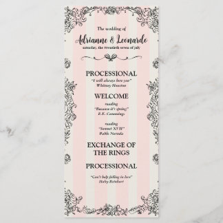 Flat Paris Chic Roze Strepen Wedding Programma