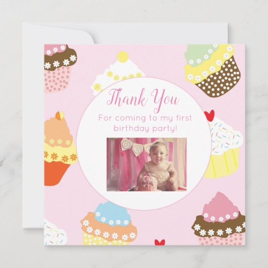 Flat Photo Carte de remerciements d'anniversaire a (Devant)