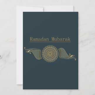 Flat Ramadan Mubarak Card Forest Green & Gold Feestdagenkaart
