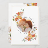 Flat Save The Date Kaart Aangepaste foto floral (Voorkant / Achterkant)