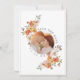 Flat Save The Date Kaart Aangepaste foto floral