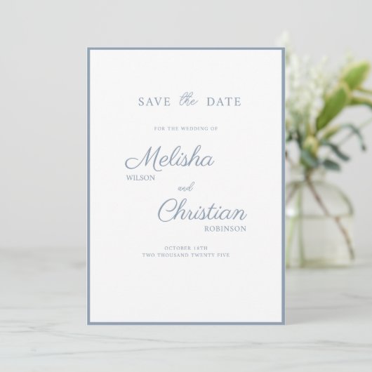 Flat Save The Date kaart voor een bruiloft. (Staand voorkant)