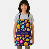 Flat Smile Circles Sinaasappel Blauw Retro Patroon Schort (Insitu)