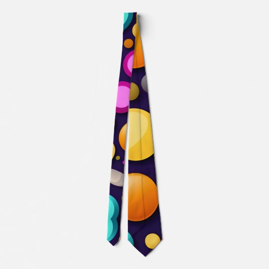 Flat Smile Circles Sinaasappel Blauw Retro Patroon Stropdas (Achterkant)