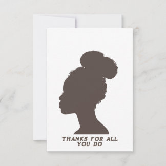 Flat Thank You Card - Donkerbruin vrouw silhouet Bedankkaart