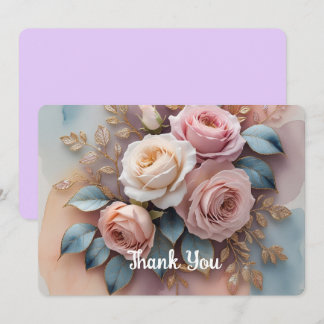 Flat Thank You Card met bloemen achtergrond Bedankkaart