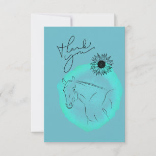 Flat Thank You Card, paard dan jij, turquoise Bedankkaart