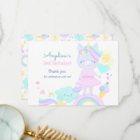 Flat Thank You Card voor de 3e verjaardag.