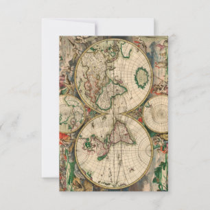 Flat Thank You Card Wereldkaart 1689 Bedankkaart