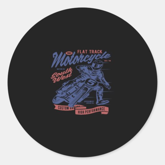 flat track  motorcycle ronde sticker (Voorkant)