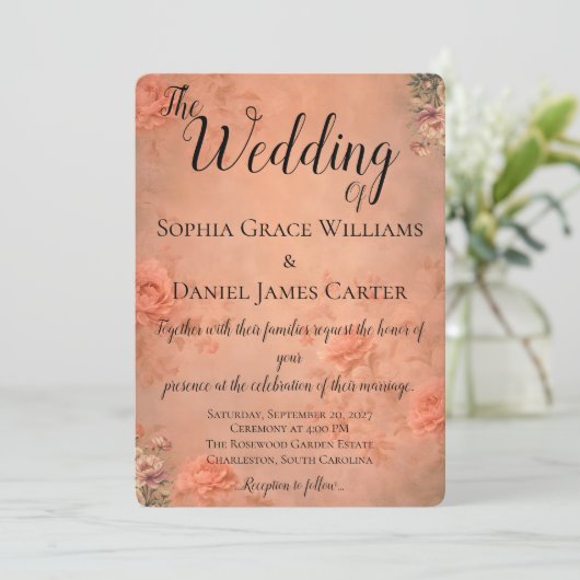 Flat Wedding Invitation Kaart (Staand voorkant)