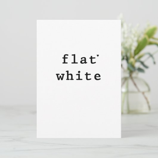 Flat white - minimalistic typography card kaart (Staand voorkant)