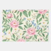 Flat Wrap Classic Spring Floral Wrapping Sheets Inpakpapier Vel (Voorkant 3)