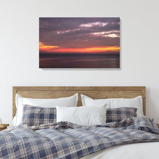 Flat Zee & Red Sky Canvas Afdruk (Insitu (Slaapkamer))