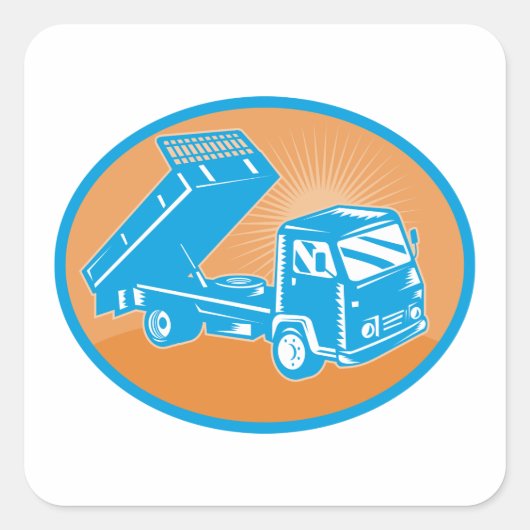 Flatbed Truck Square Sticker (Voorkant)