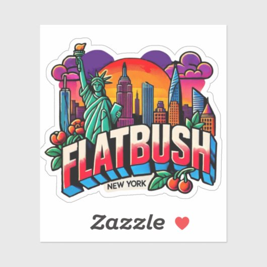 Flatbush, New York Sticker (Vel)