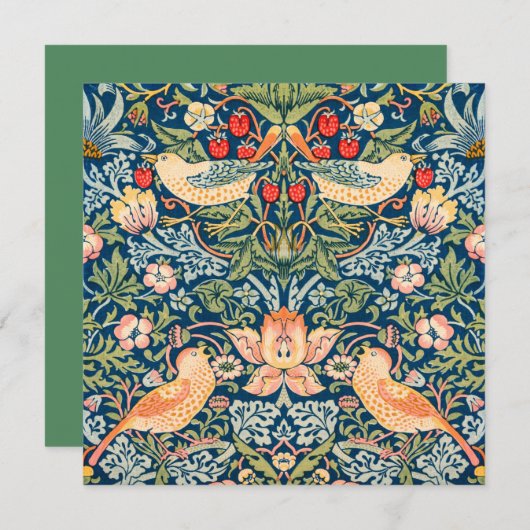 FLATCARD: WILLIAM MORRIS: STRAWBERRY THIEVES KAART (Voorkant / Achterkant)