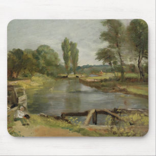 Flatford Lock, 1810-11 (olie op papier op doek) Muismat