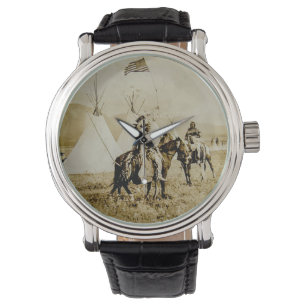Flathead-indianen Native American Warriors Horloge