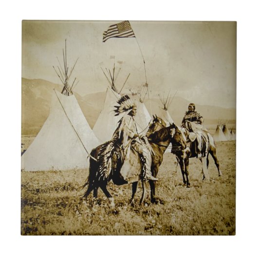Flathead-indianen  Native American Warriors Tegeltje (Voorkant)