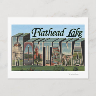 Flathead Lake, Montana - Grote Letter-scènes Briefkaart